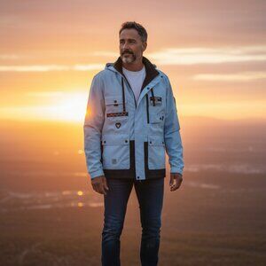 Men's Outdoor Multi-Pocket Cargo Jacket, windbreaker, size XL